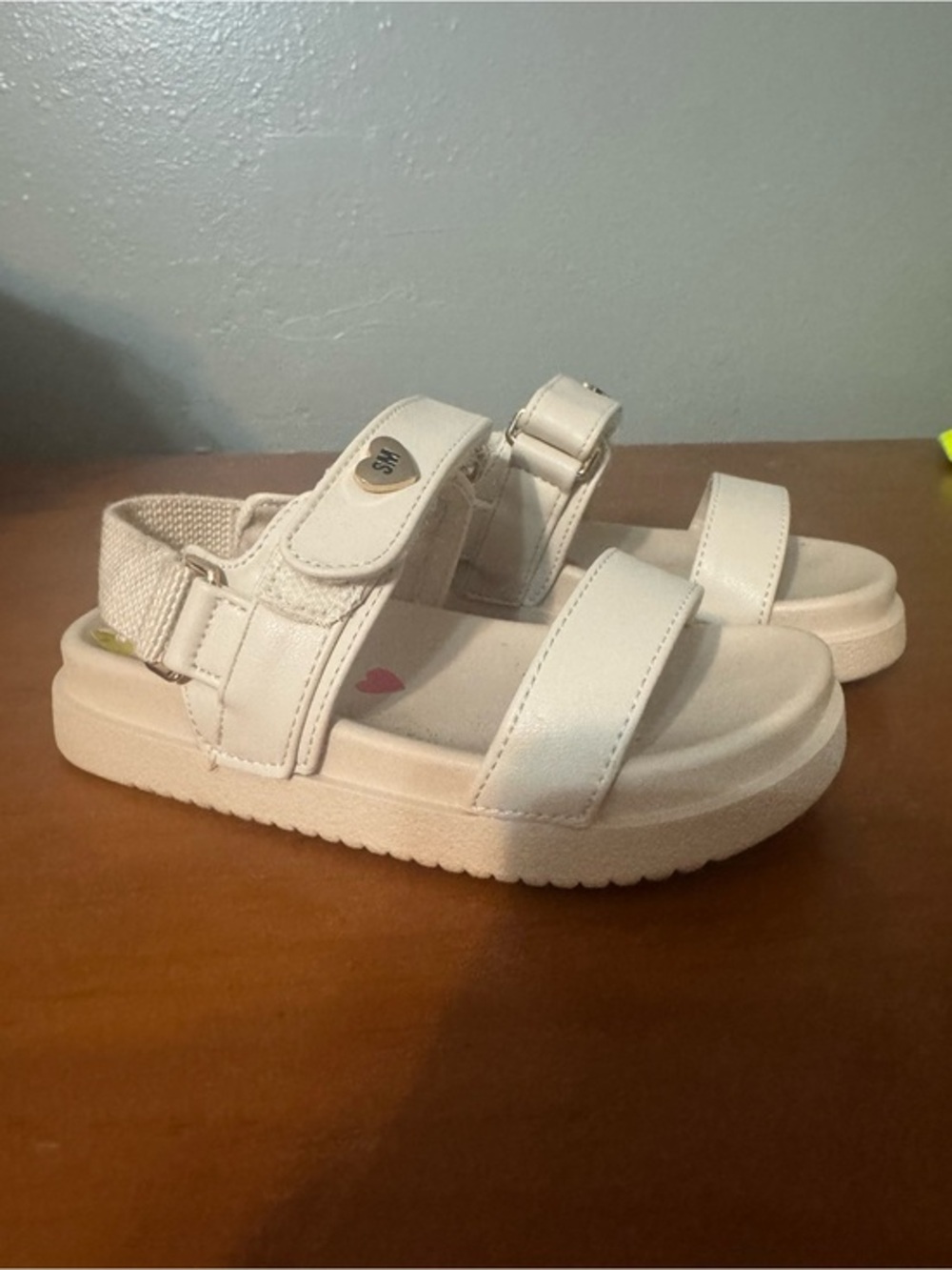 Kids Cream Adjustable Strap Sandals